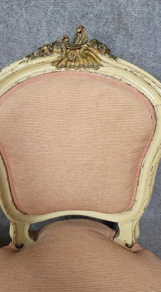 Pair of Venetian chairs in Louis XV baroque style in lacquered and gilded wood