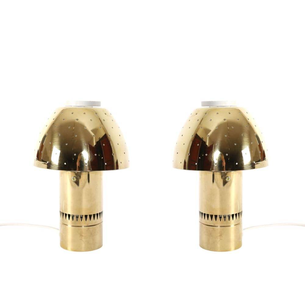 Hans-agne jakobsson scandinavian lamp pair b-221 brass (tynell pape)