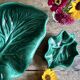 Set of 2 vintage leaf-shaped dishes in majolica.