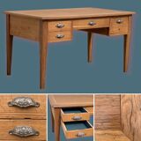 Solid desk in raw oak handles art deco shells