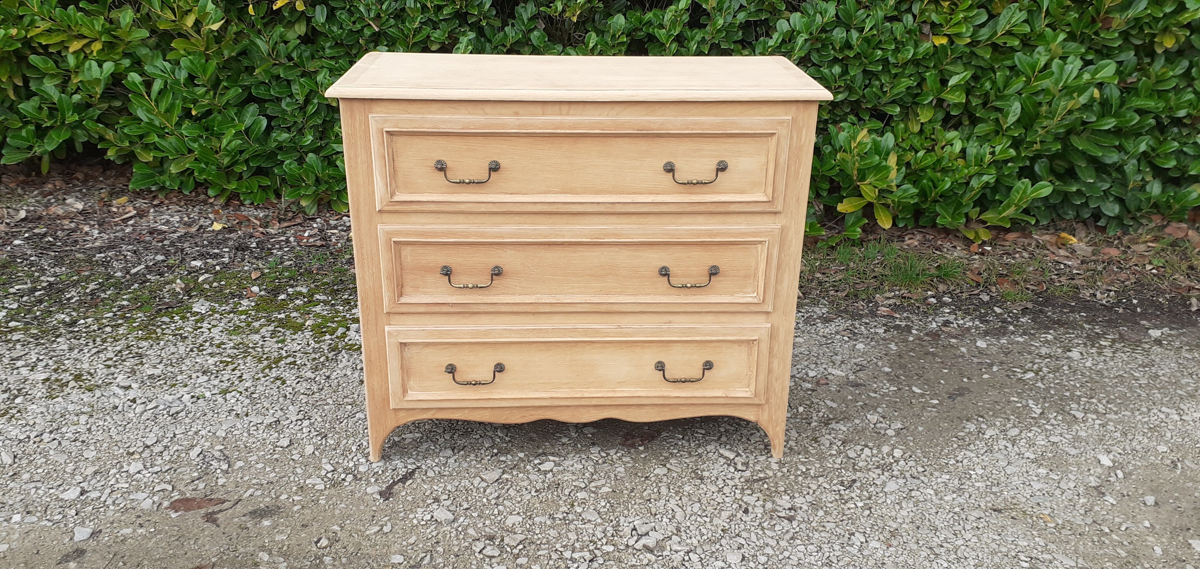 Chest of drawers 3 drawers solid oak raw wood