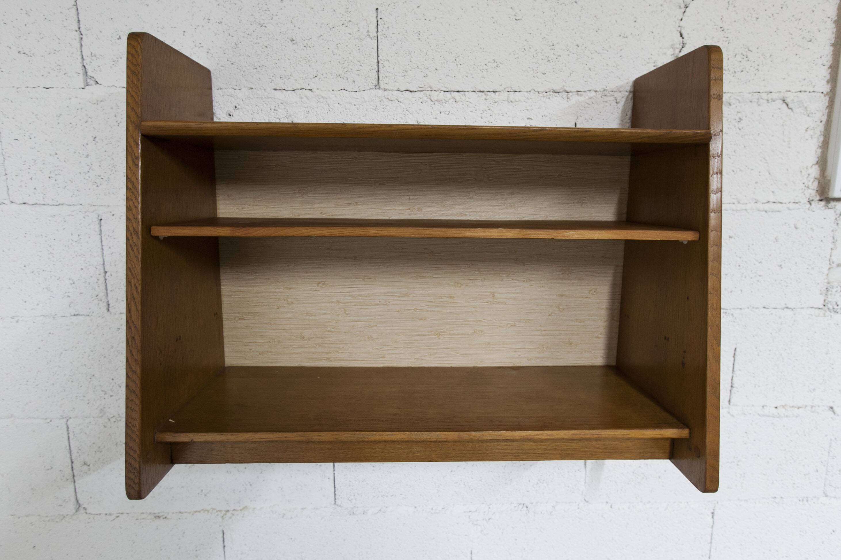1950 wall shelf solid oak invisible fixings
