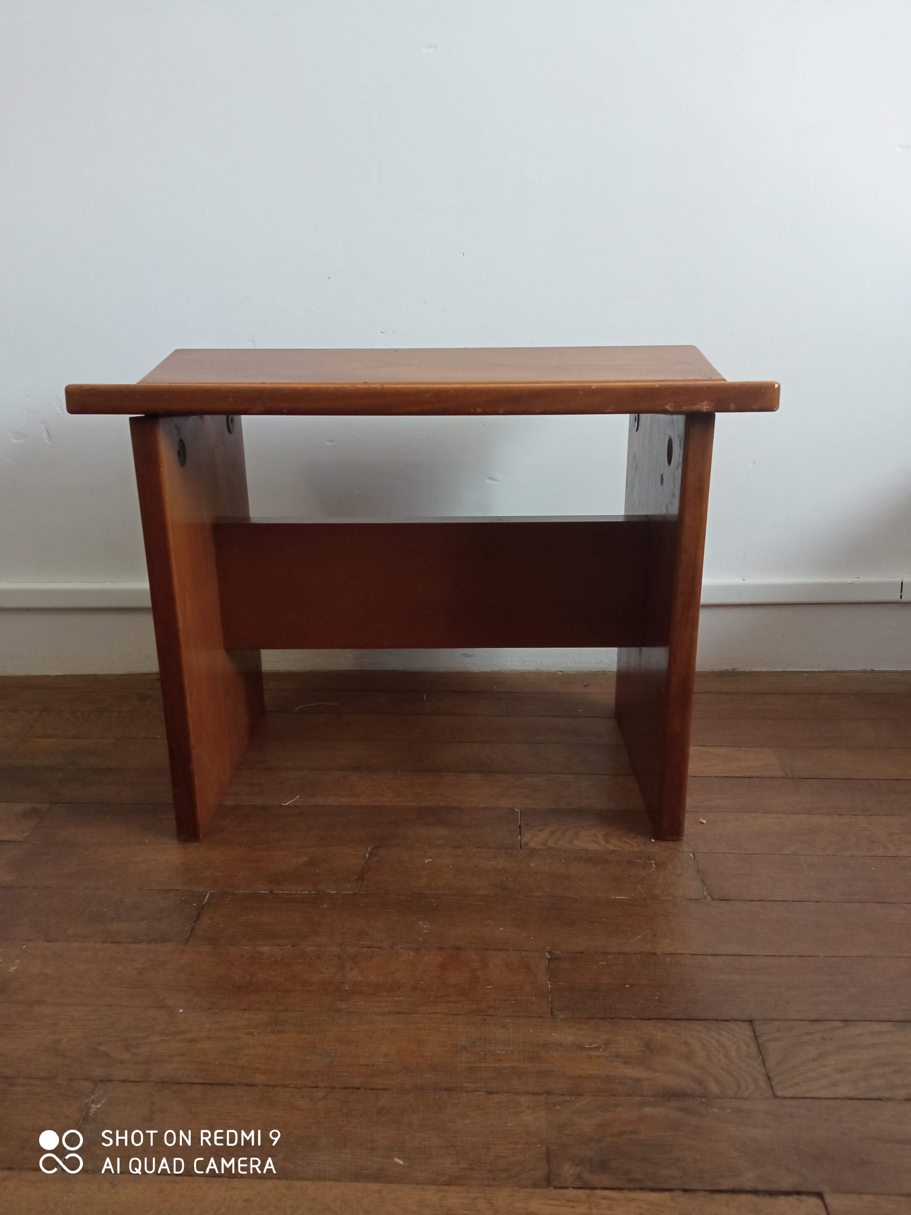 Gustave Gautier 1960 massive elm butterfly butterfly tabouret