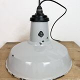 Industrial Grey Enamel Factory Pendant Lamp, 1960s