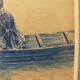 Aquarelle encadrée signée marine paysage