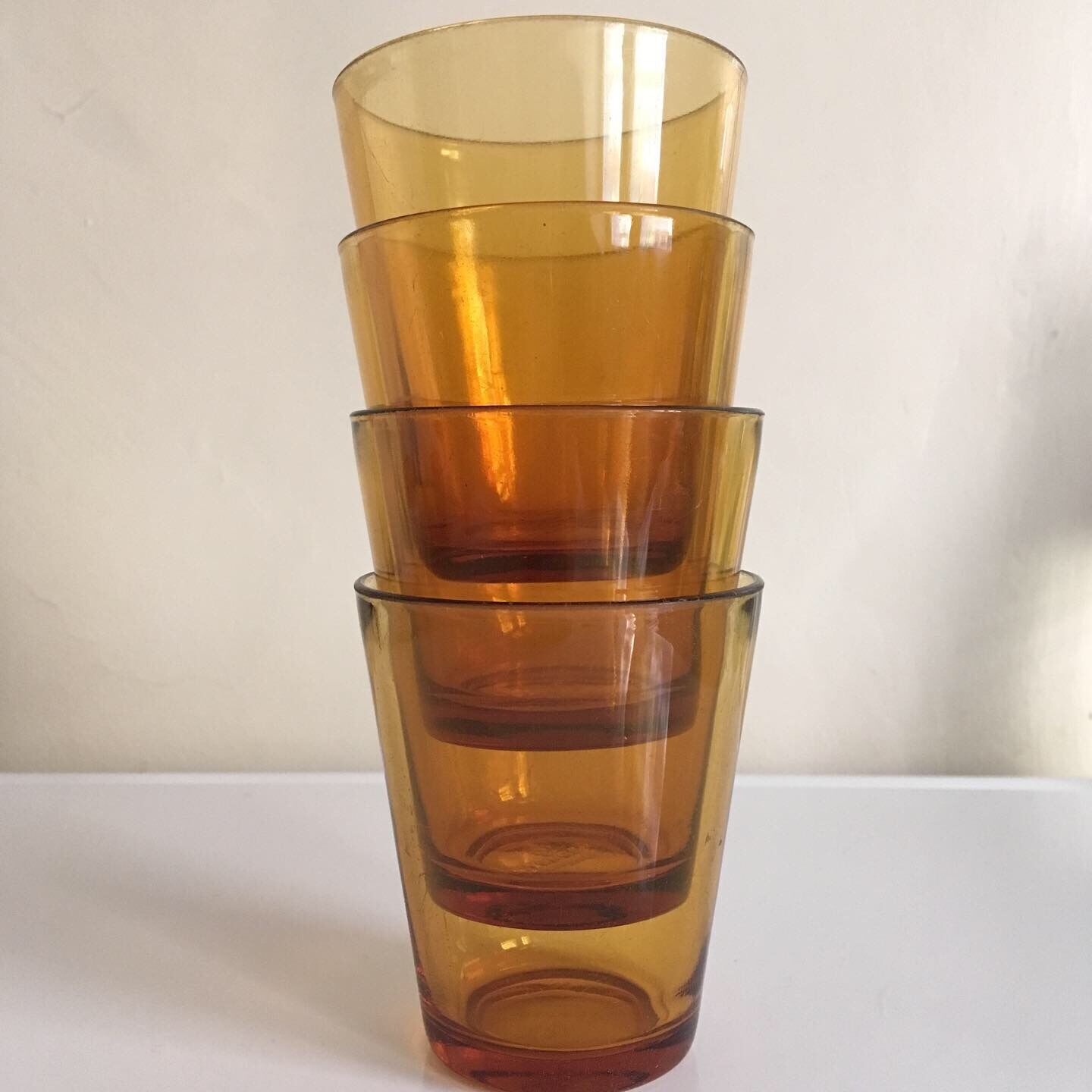 Set of water glasses yellow ochre Vereco France