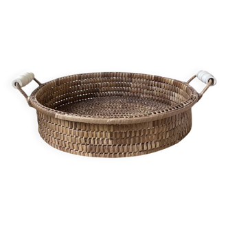 Wicker basket tray