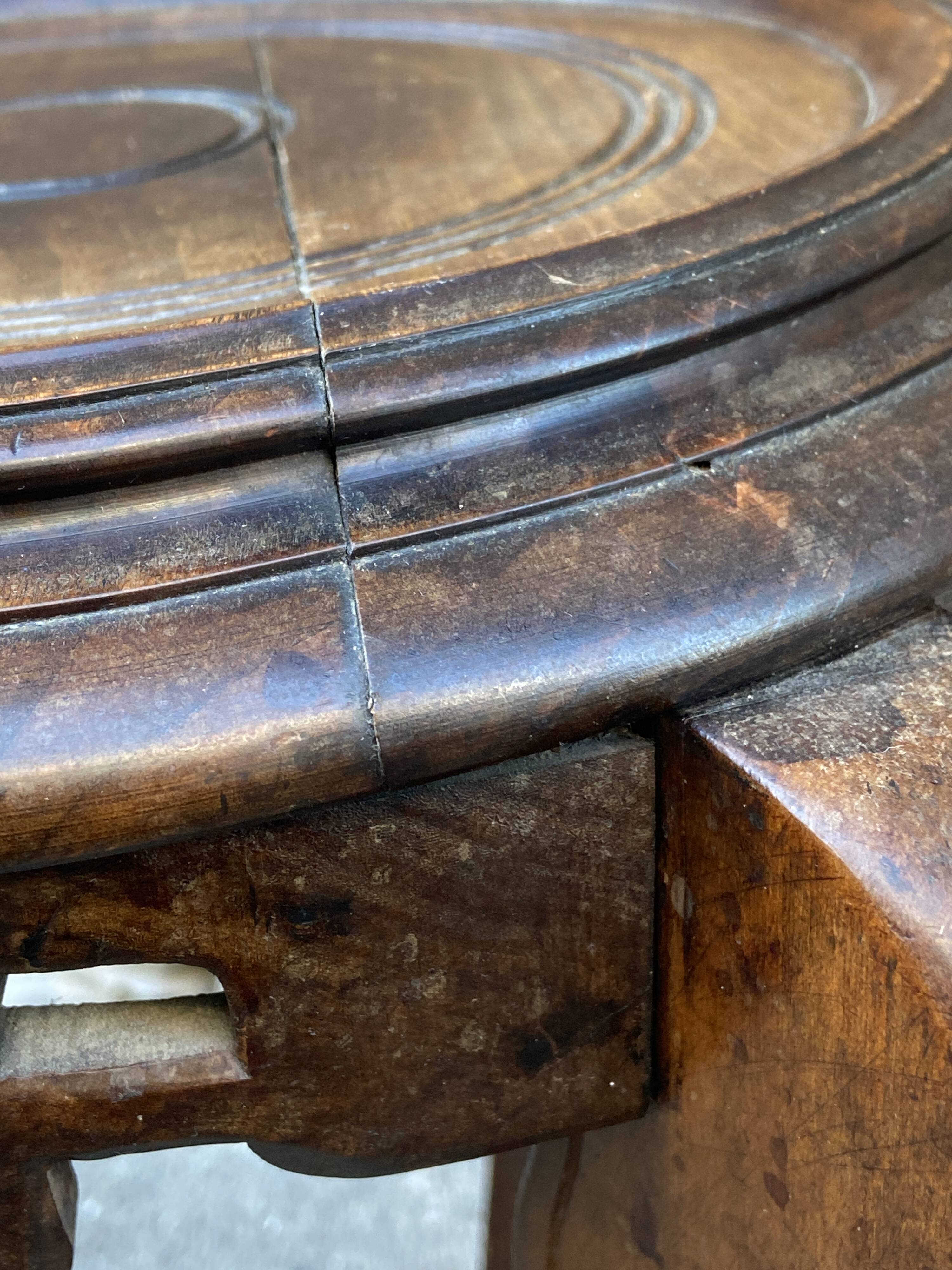 Colonial style pedestal table Indochina Asia vintage 1930s carved wood