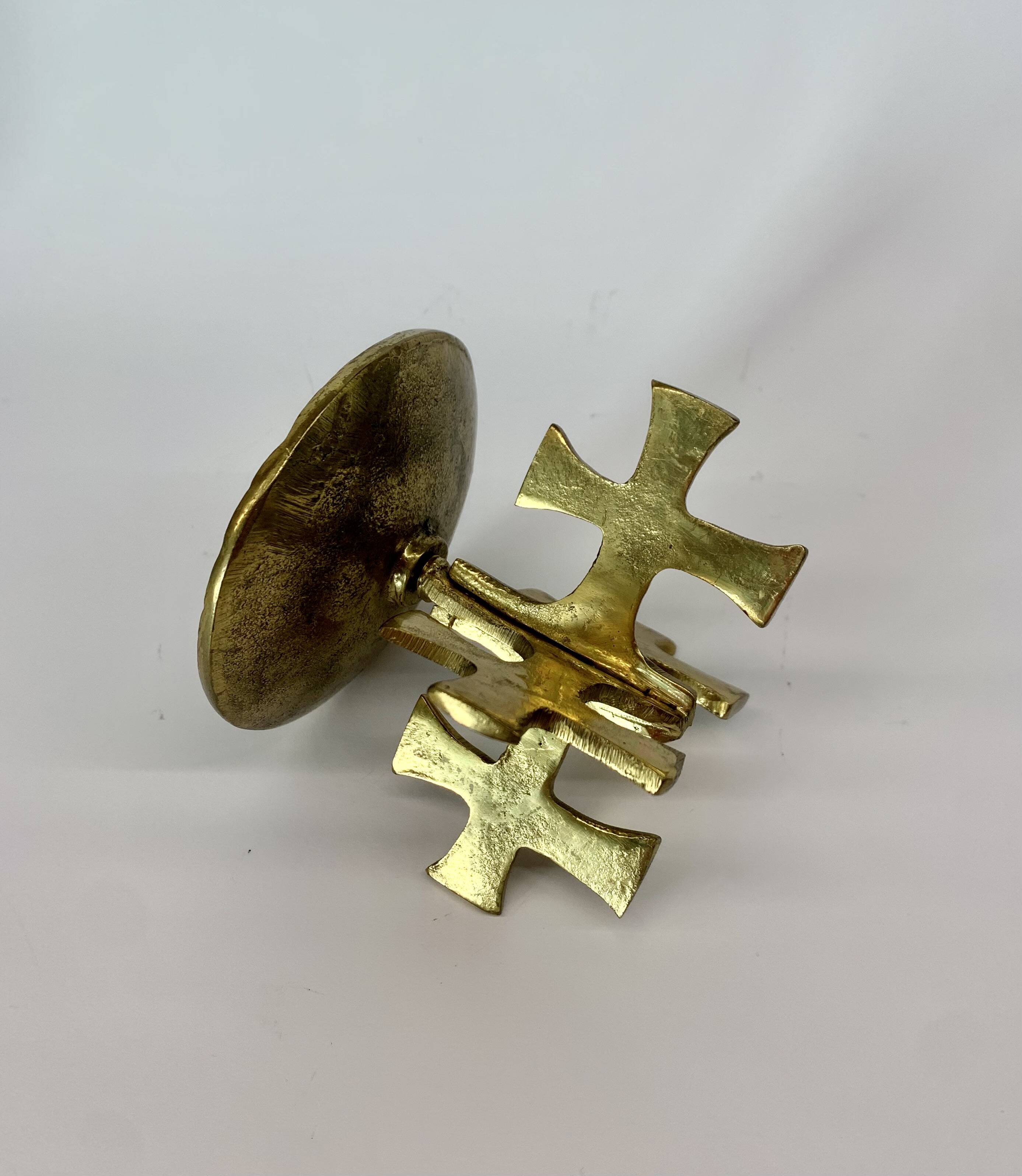 Brutalist bronze candleholder, 1970s