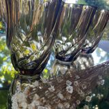 Trio de petits vases torsadés en verre fumé années 70