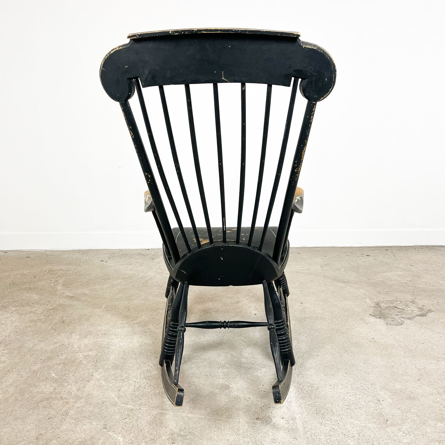 Swedish antique black painted rocking chair