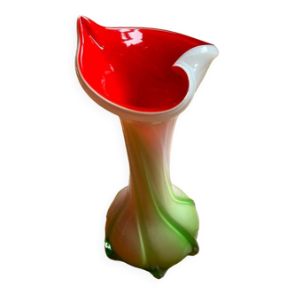 Opaline vase green white red anthurium