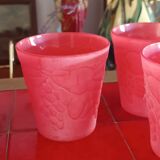 Cervé vintage red frosted glass orangeade set with fruit decoration