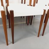 Set of 6 vintage Scandinavian chairs in teak and bouclette fabric from the 60s