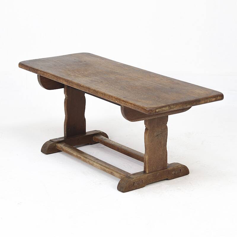 Table basse de ferme rustique antique en chêne