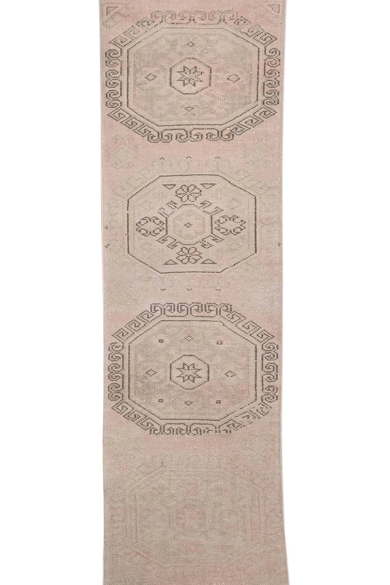 Vintage Turkish hallway carpet 84x576 cm