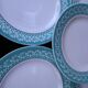 Set of 6 KIFO L'Amandinoise flat plates with green leaf design.