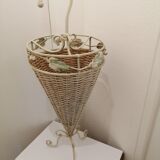 Umbrella holder in metal and wicker decor floral