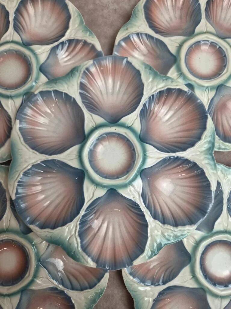 Set of 5 oyster plates Digoin Sarreguemines no. 32 – Antique majolica