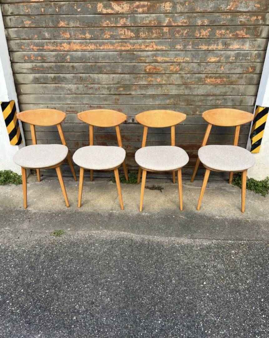 (Lot) 4 chaises Baumann Fontania (restaurées) 1960