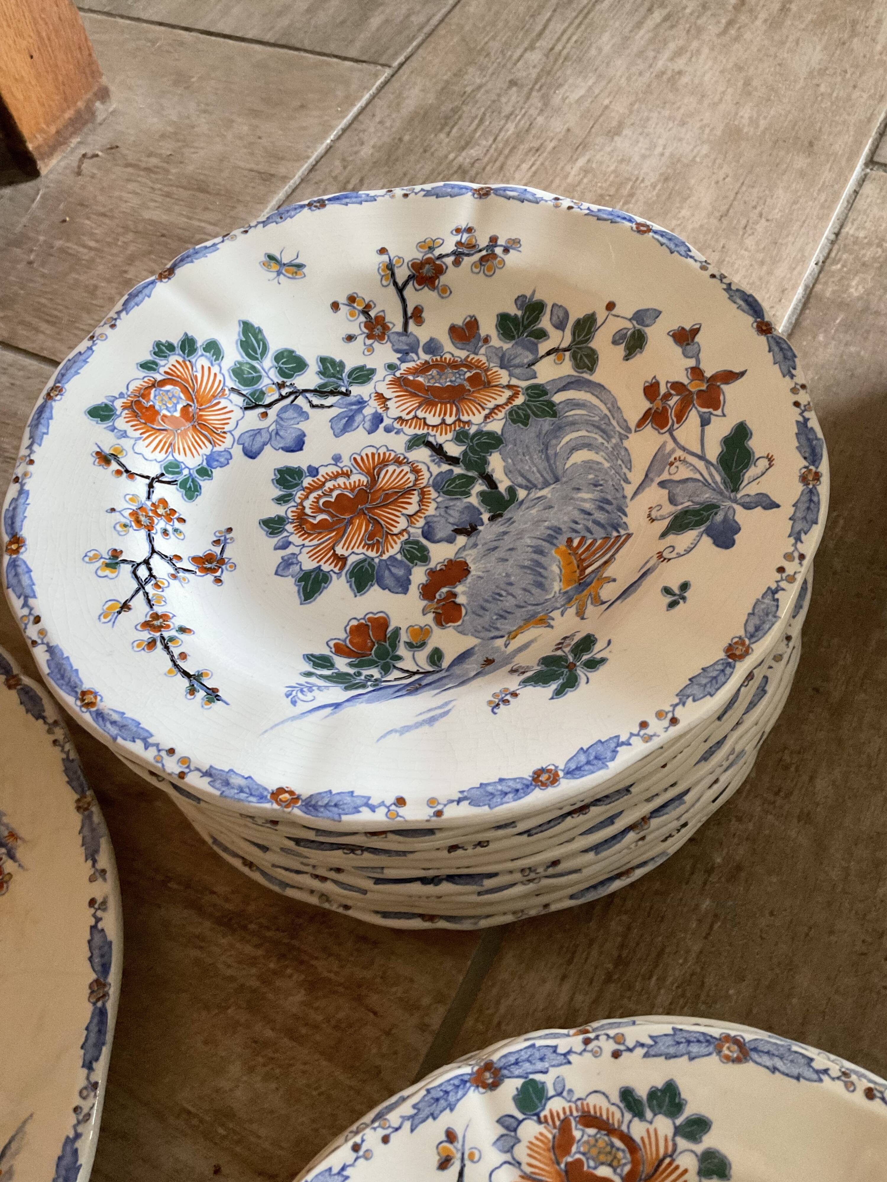 Table service gien au coq, 68 pieces