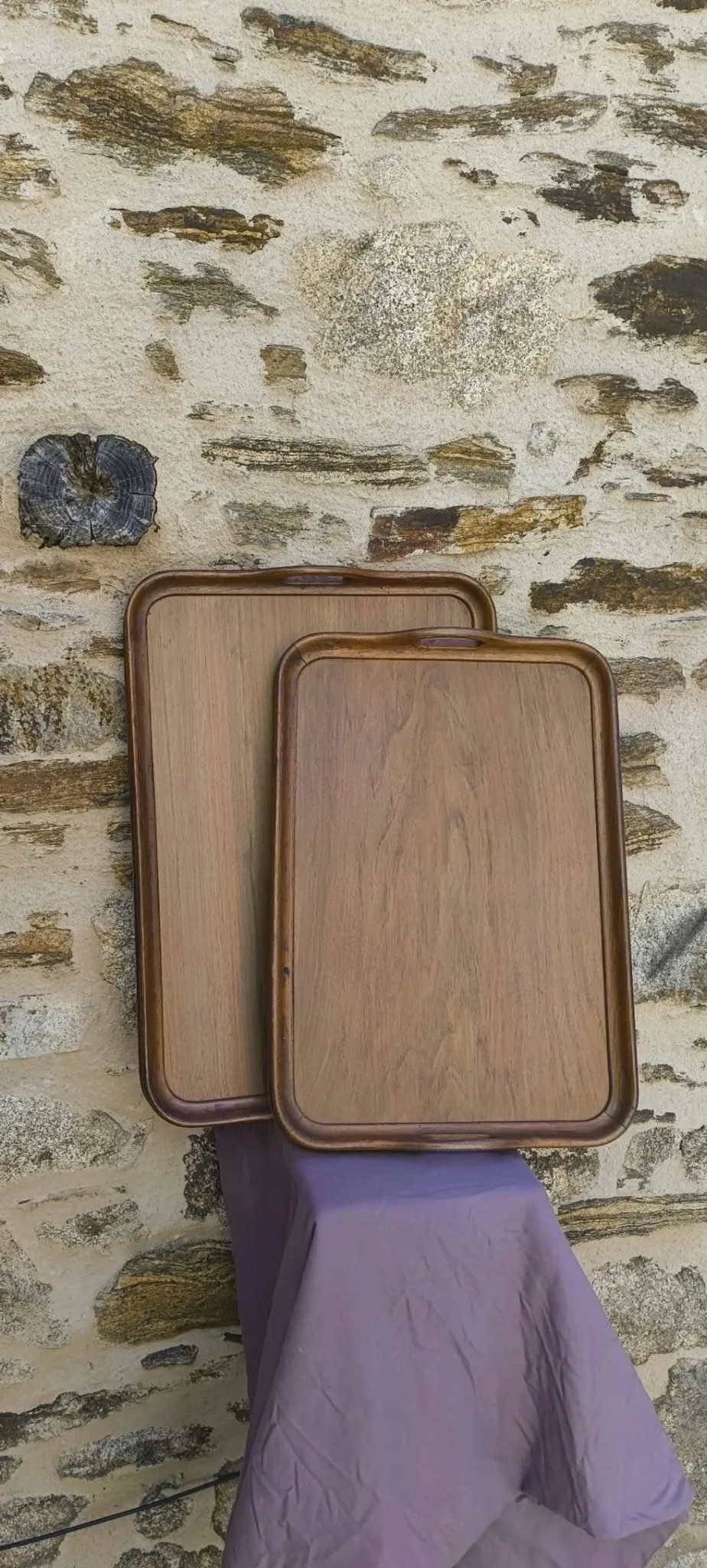 Large Art Deco wooden trays 1940 France
