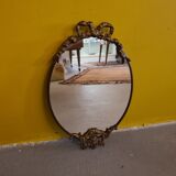 Classic Bronze and Brass Oval Mirror from the 1950s.