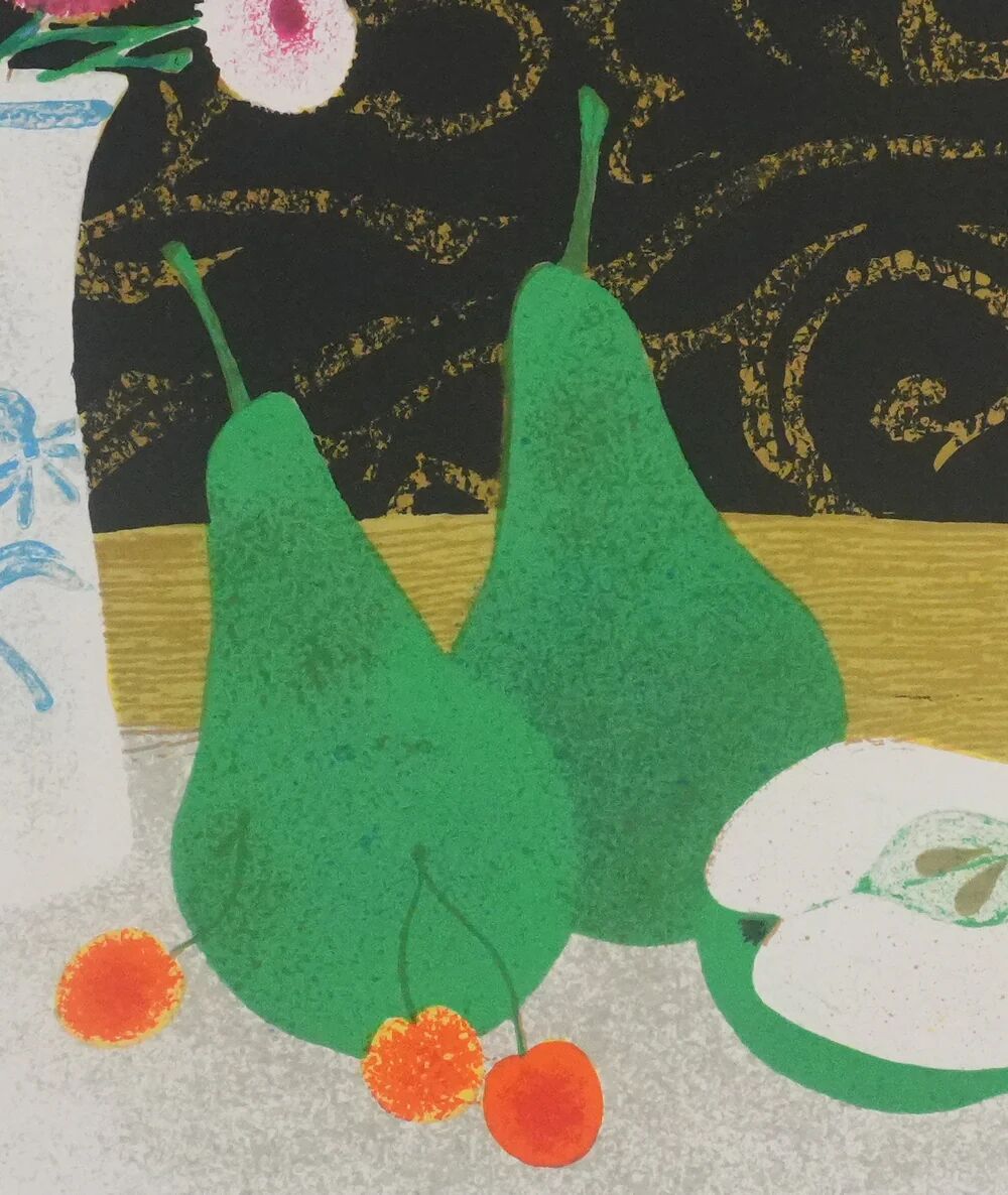 Yves Ganne: Still Life with Pears, original signed lithograph