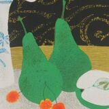 Yves Ganne: Still Life with Pears, original signed lithograph