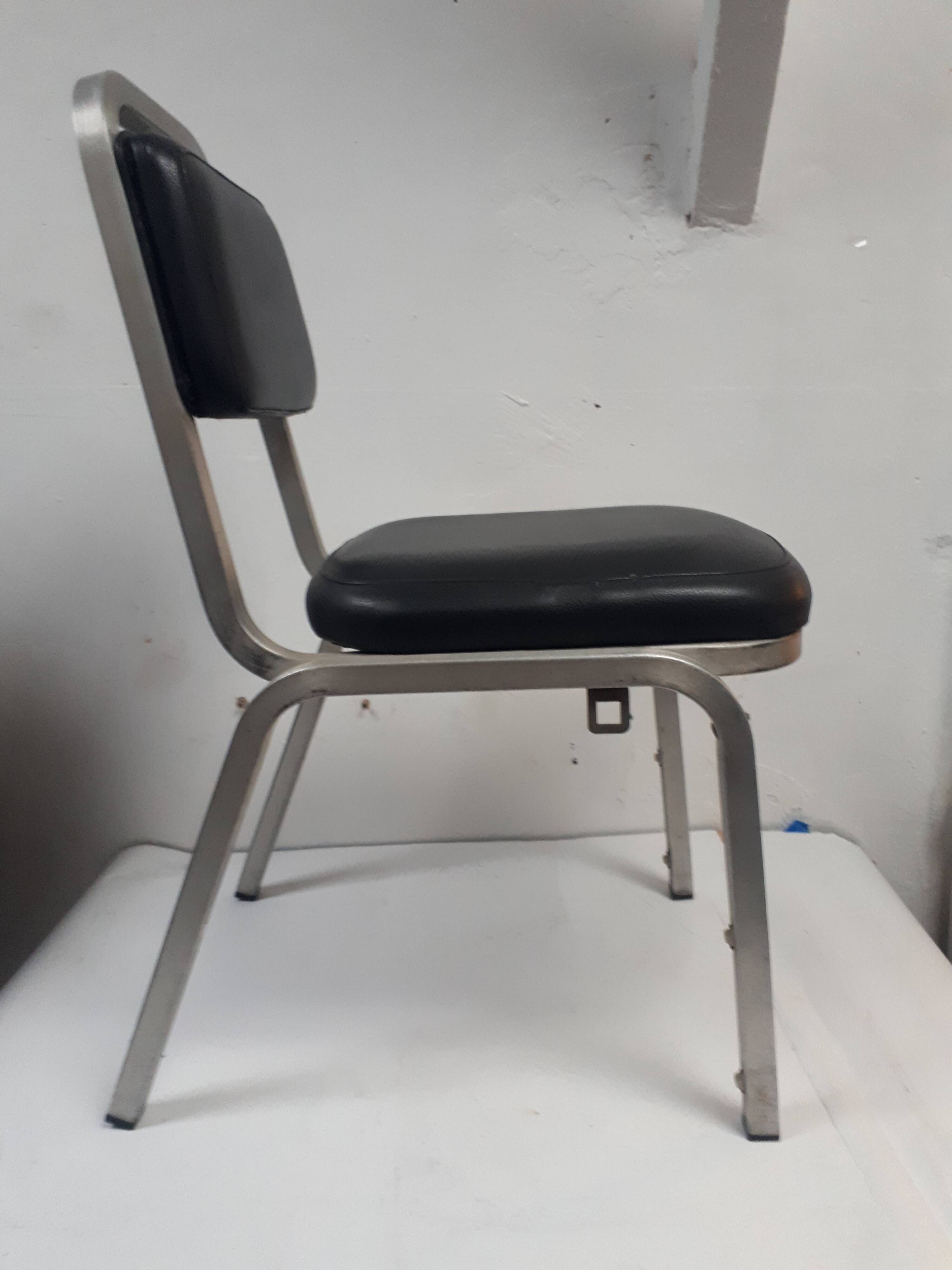 pair of vintage design chair 1960 aluminium skai black