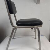 pair of vintage design chair 1960 aluminium skai black