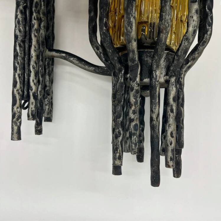 Pair of brutalist wall lights by Marcello Fantoni, 1960s