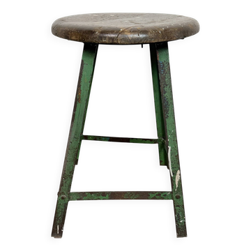 Tabouret d'atelier industriel vert, années 1960