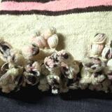 Vintage Berber blanket in neon pink, black and cream striped wool