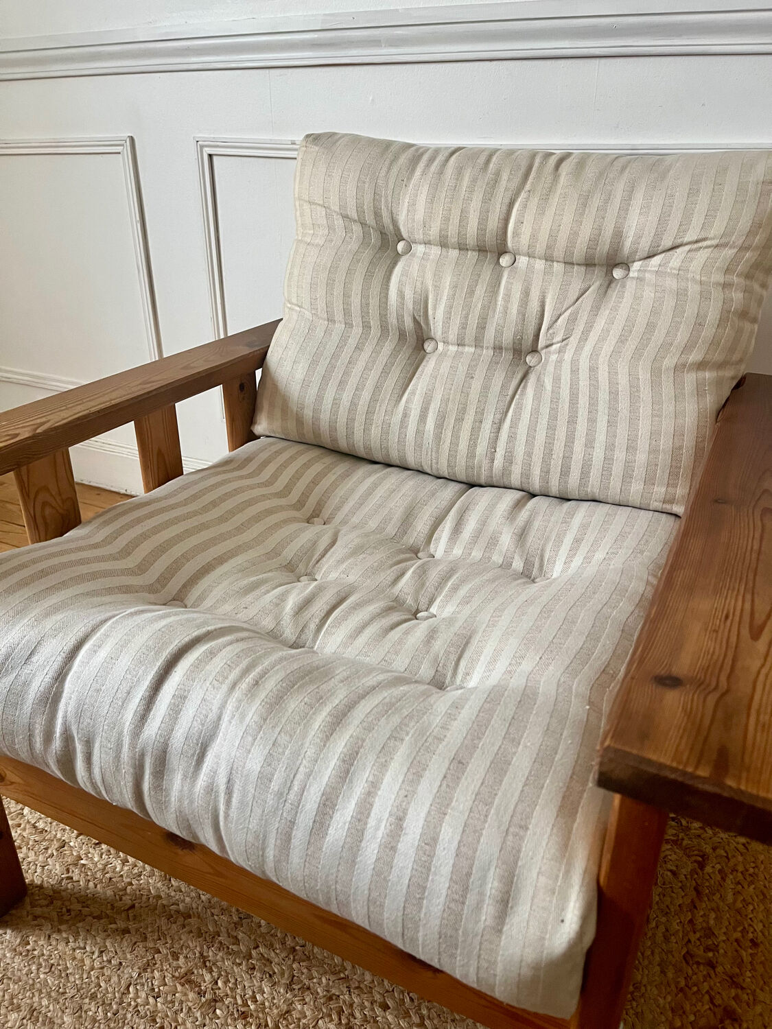 Pair of pine armchairs, 1980s, Sweden