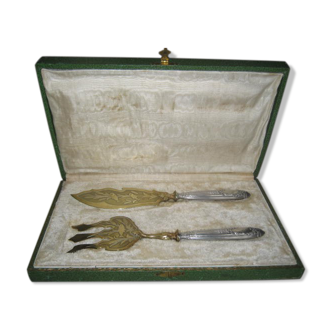 Silver and Vermeil fish covers with his box