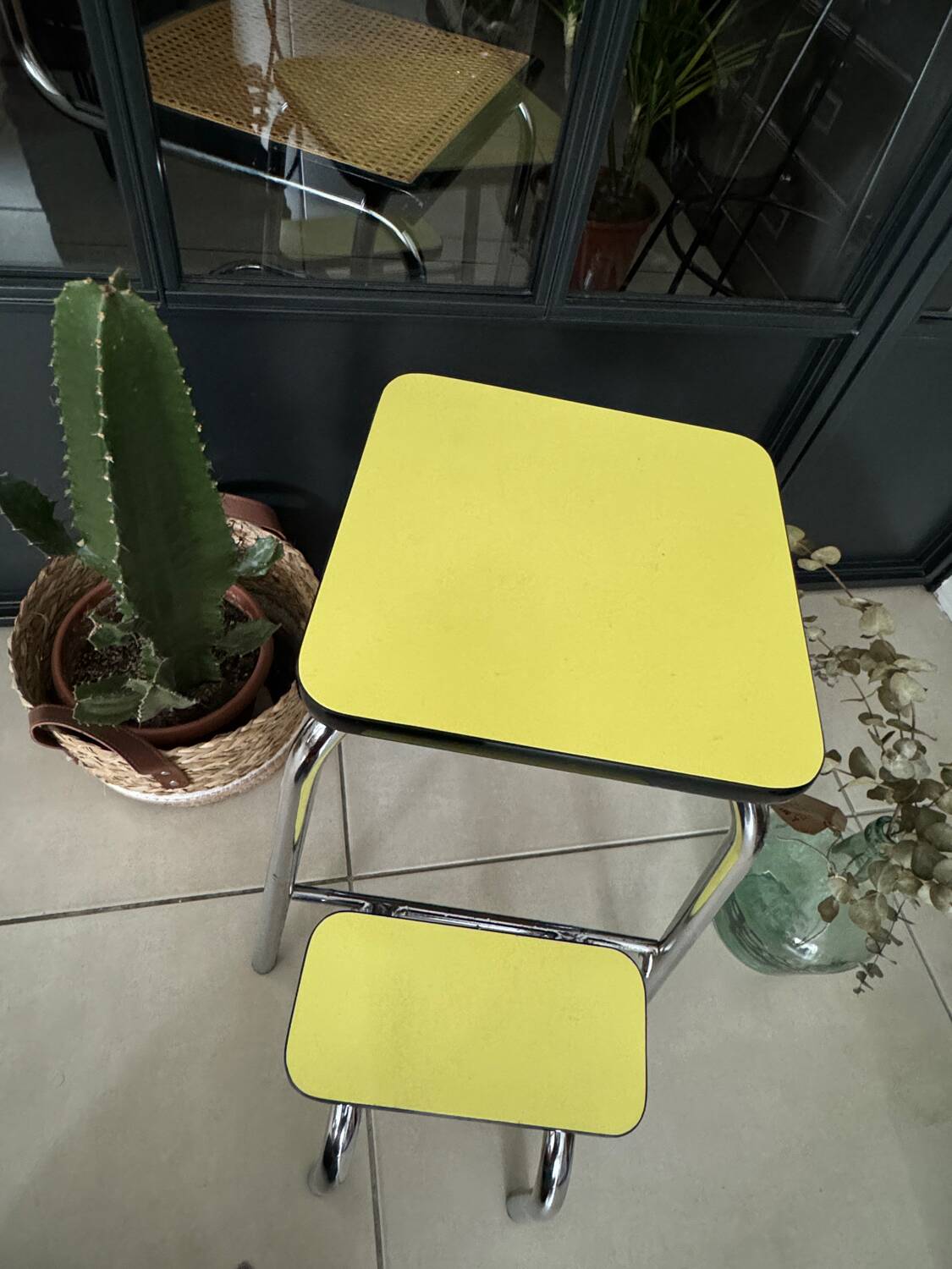 Yellow Formica step stool