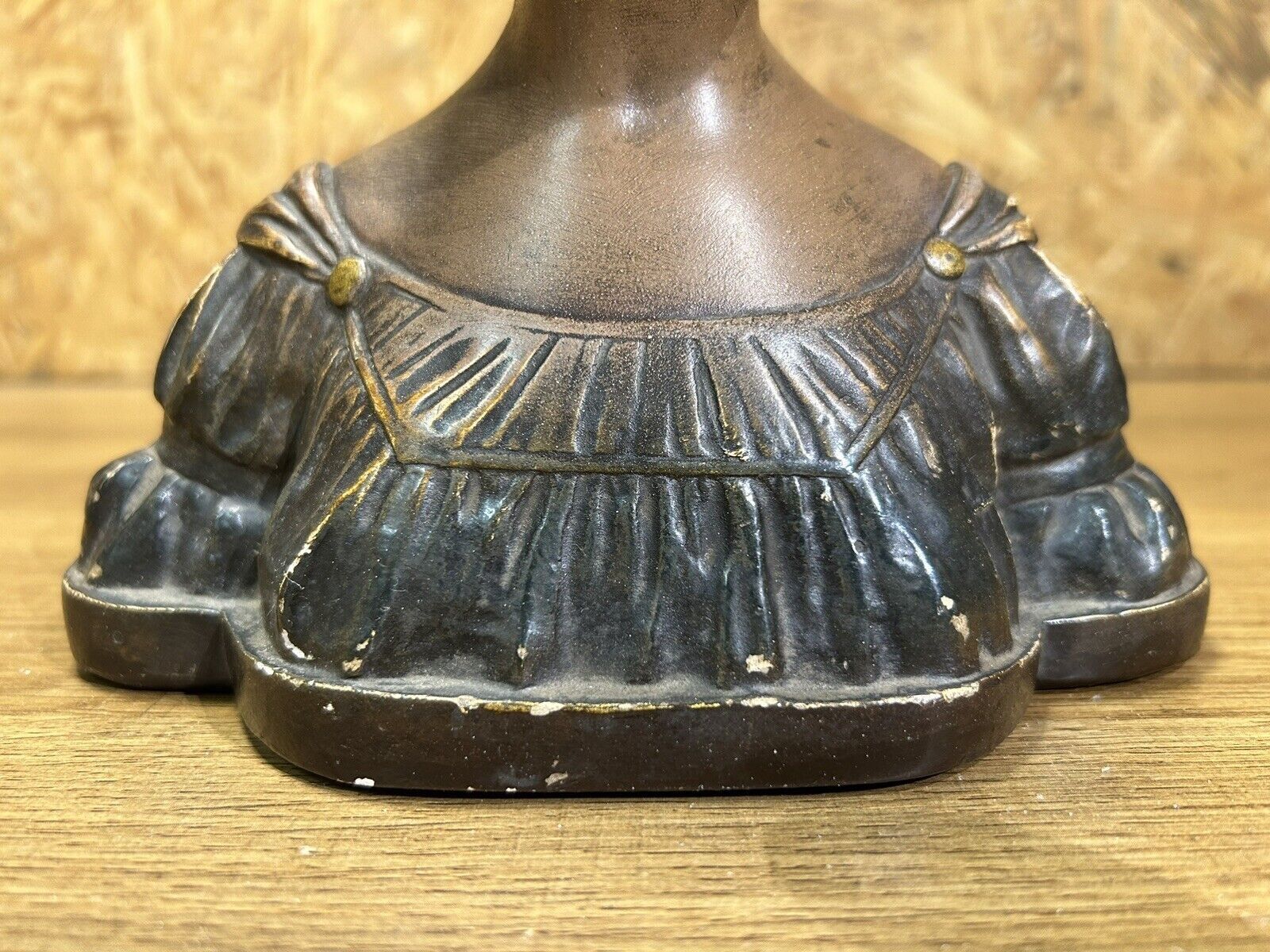 old plaster bust, young art deco woman, patina, signed Gustave Van Vaerenbergh