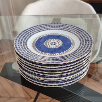 Christofle Océana Bleu dinner service, porcelain and fine gold