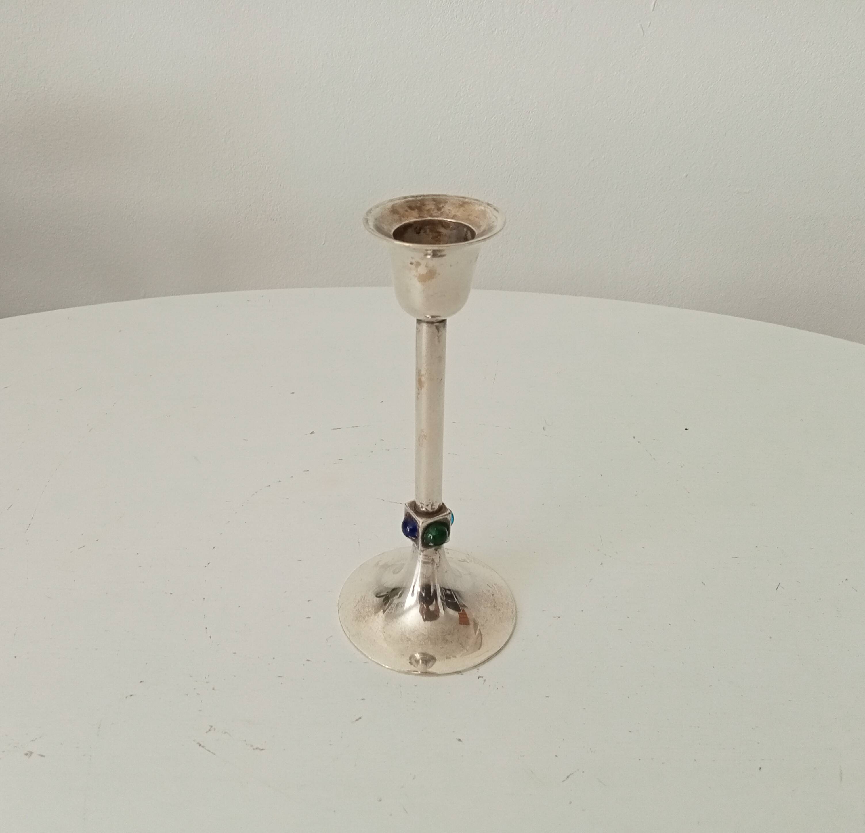 Vintage silver metal candle holder