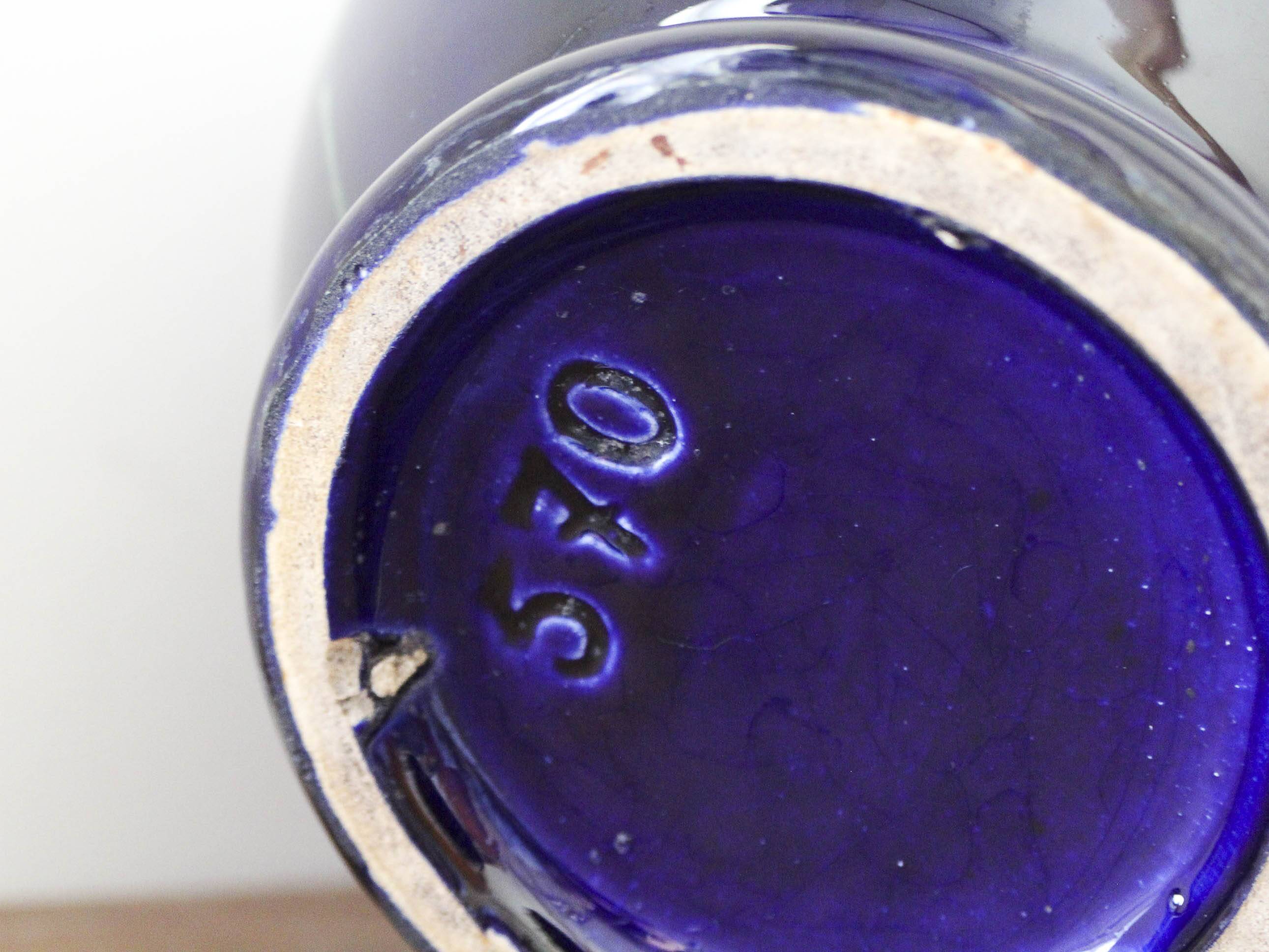 Art Deco vase in midnight blue glazed ceramic