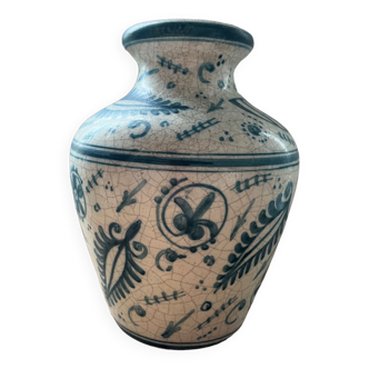White/blue/green ceramic vase