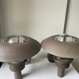 Pair of classic danish vintage MCM outdoor wall lamp in copper