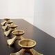 Set of 5 massive bronze brutalist candlesticks 1980