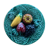Collector's plate, slurry, fruit, vintage glazed ceramic
