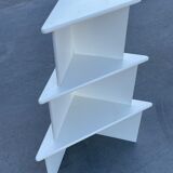 Set of three triangle side tables wood white creme design