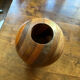Large round wooden candle holder inlaid