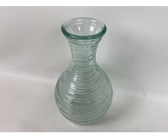 Striated glass vase