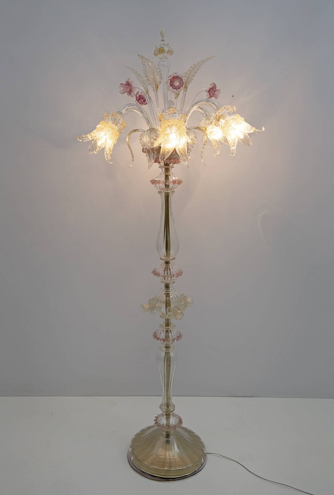 Ca'Rezzonico Blown Murano Glass 6 Arms Floor Lamp, Italy, 1950s