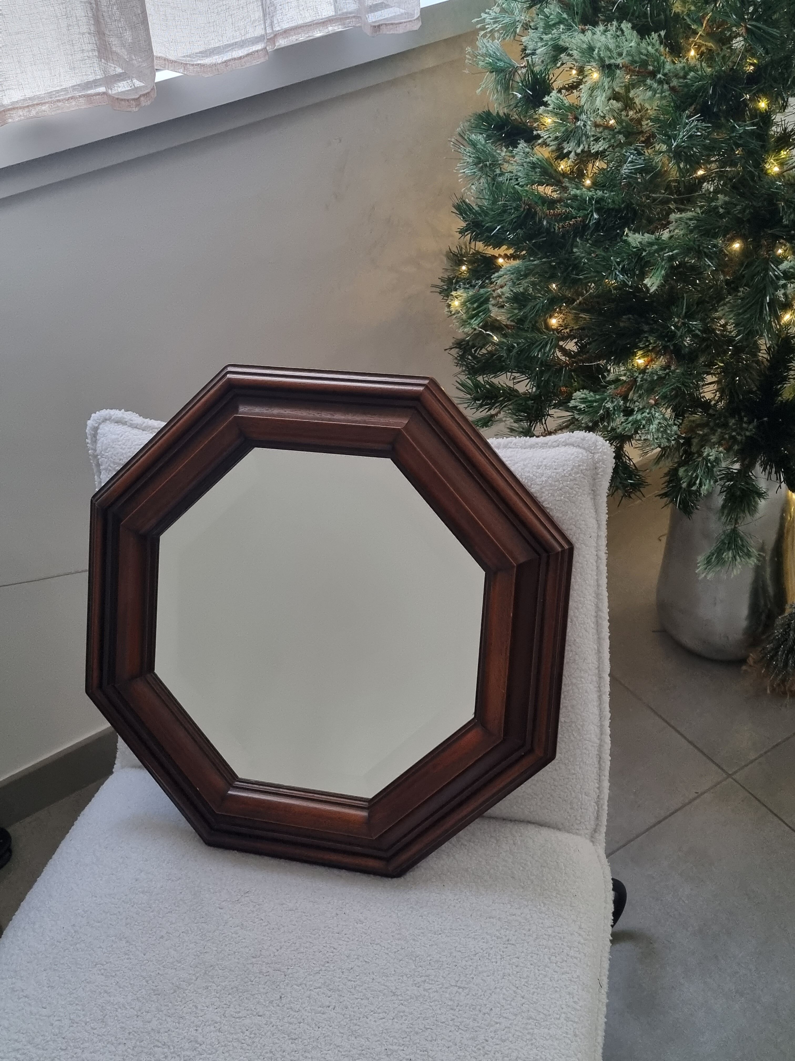 Octagonal wood mirror year 60